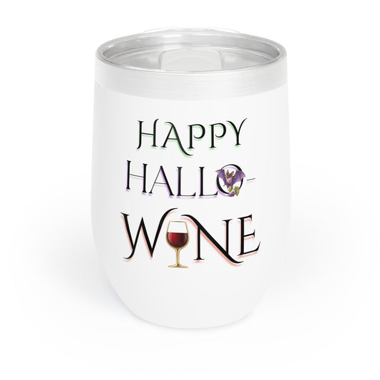 Happy Hallo-Wine Tumbler β Halloween Wine Cup with Lid, Funny Spooky Gift for Wine Lovers, Fall Party Drinkware