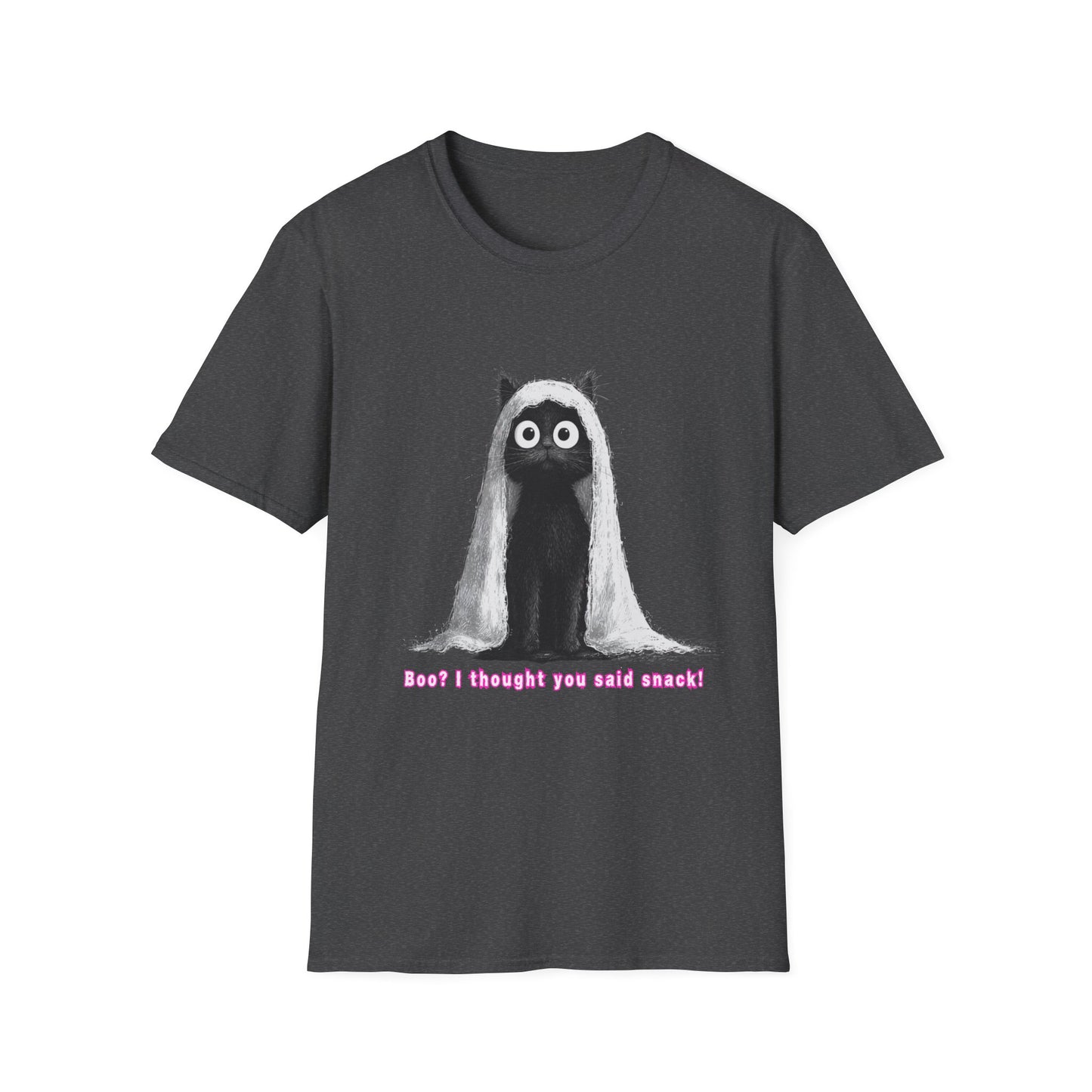 "Boo I Thought You Said Snack" Funny Black Cat Ghost T-Shirt - Unisex