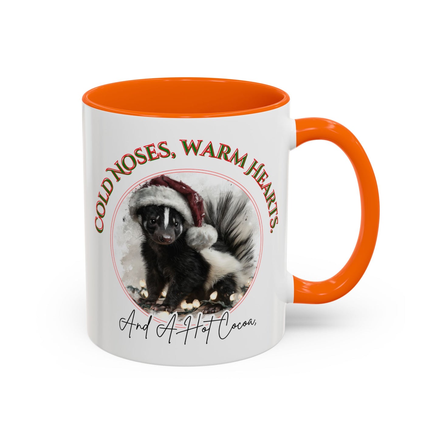 Cold Noses, Warm Hearts, hot cocoa Mug - Cute Skunk Winter & Christmas Mug - 11 oz