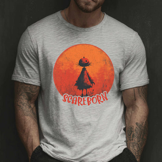 Scareborn, The Pumpkin Scarecrow Halloween T-Shirt That Haunts Back,Graphic Tee, Male Collection
