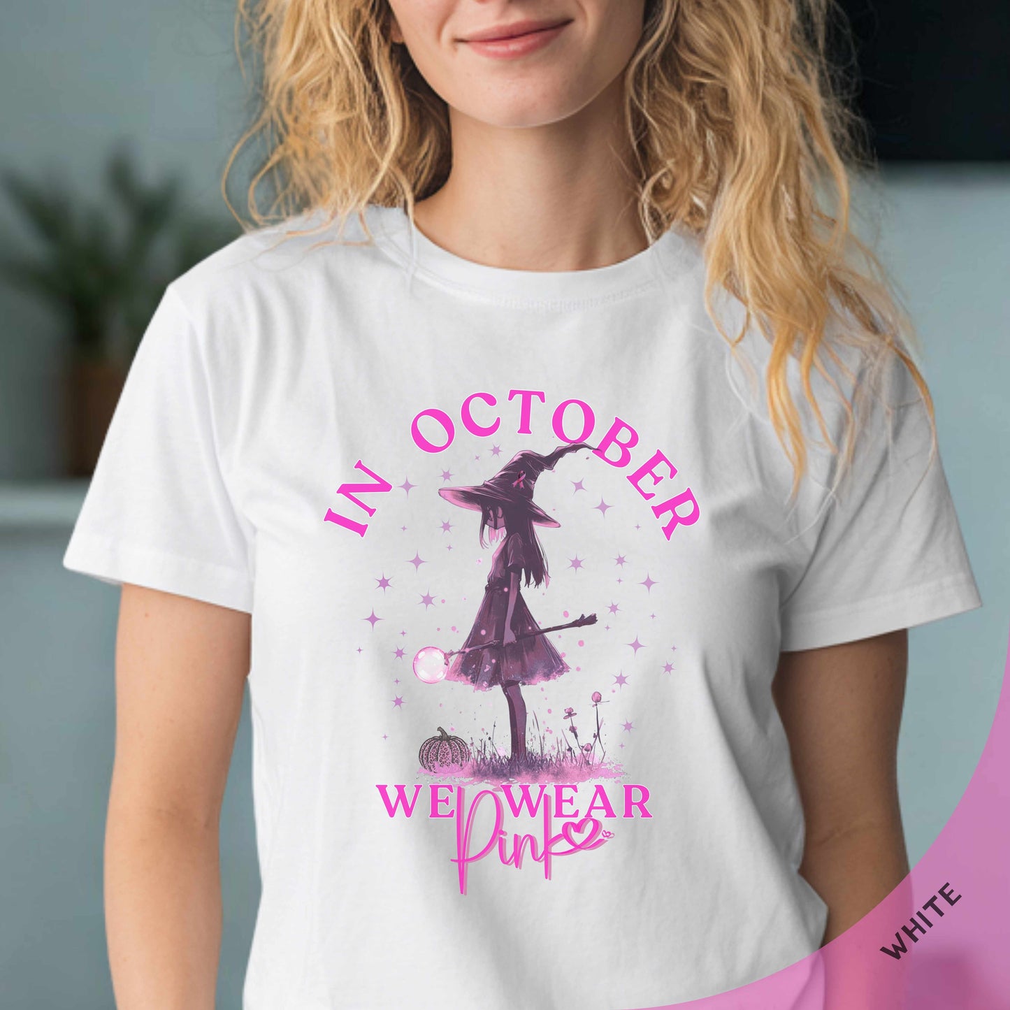 In October We Wear Pink Shirt β Halloween Witch | Breast Cancer Awareness