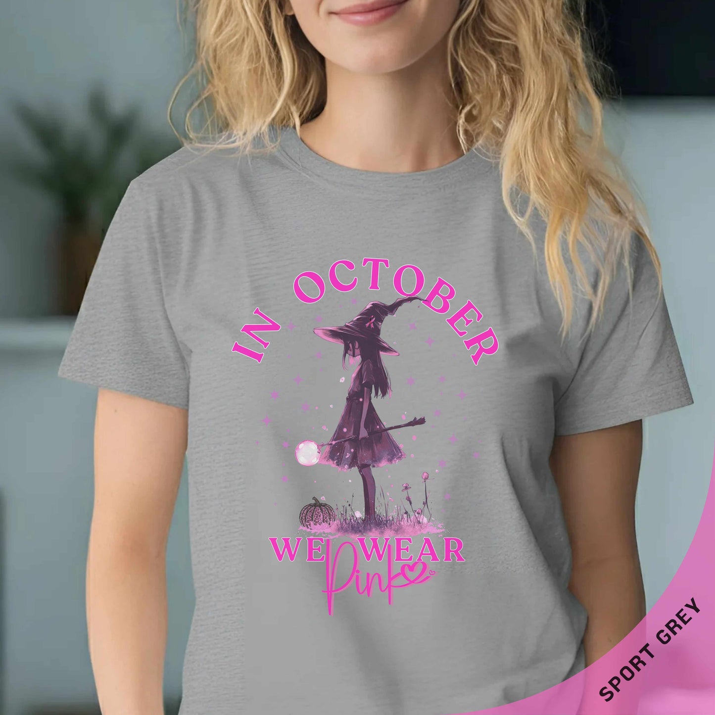 In October We Wear Pink Shirt β Halloween Witch | Breast Cancer Awareness