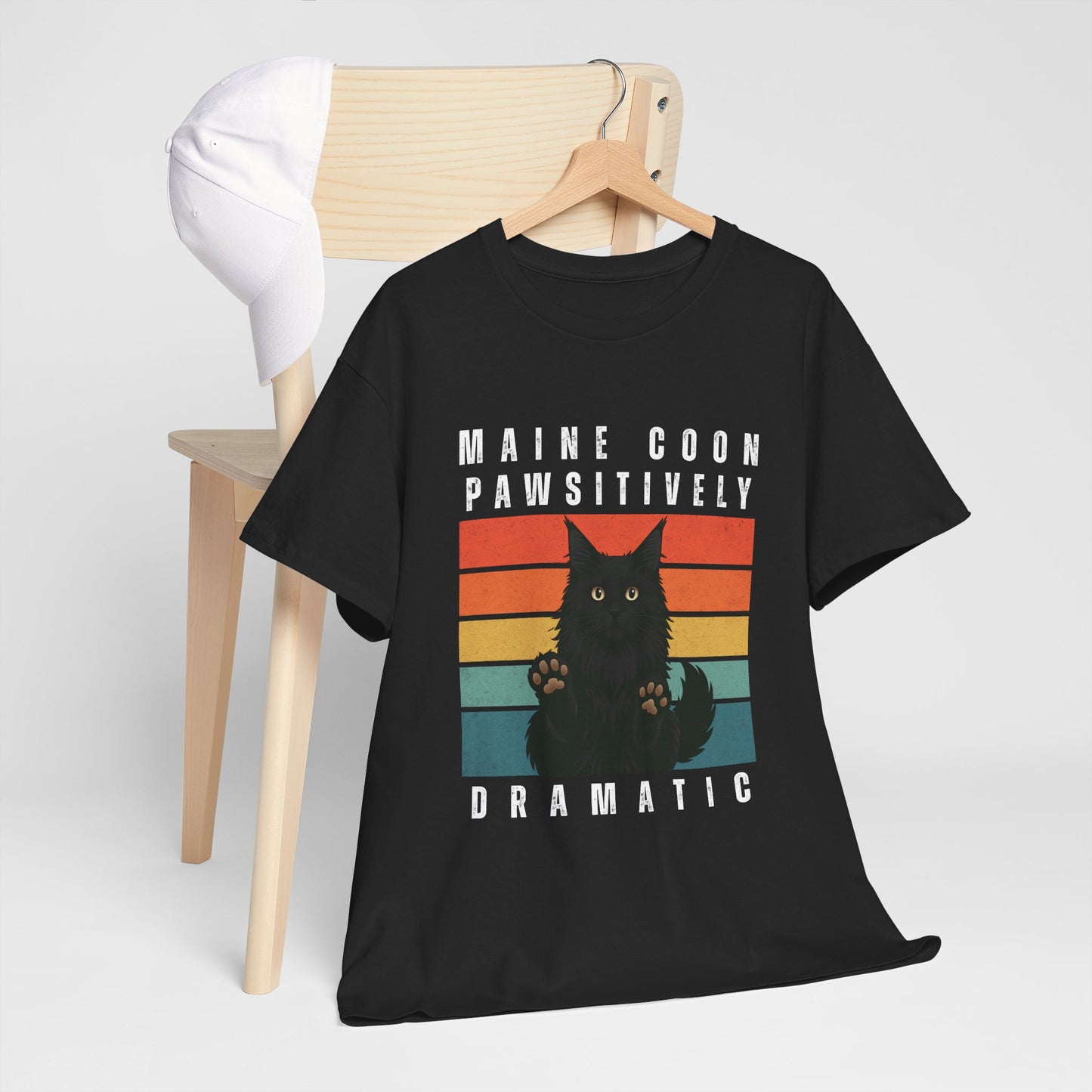 Cat Fun Shirt, Maine Coon "Pawsitively Dramatic" Unisex Tee