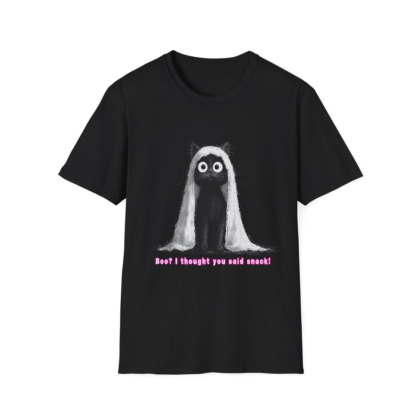 "Boo I Thought You Said Snack" Funny Black Cat Ghost T-Shirt - Unisex