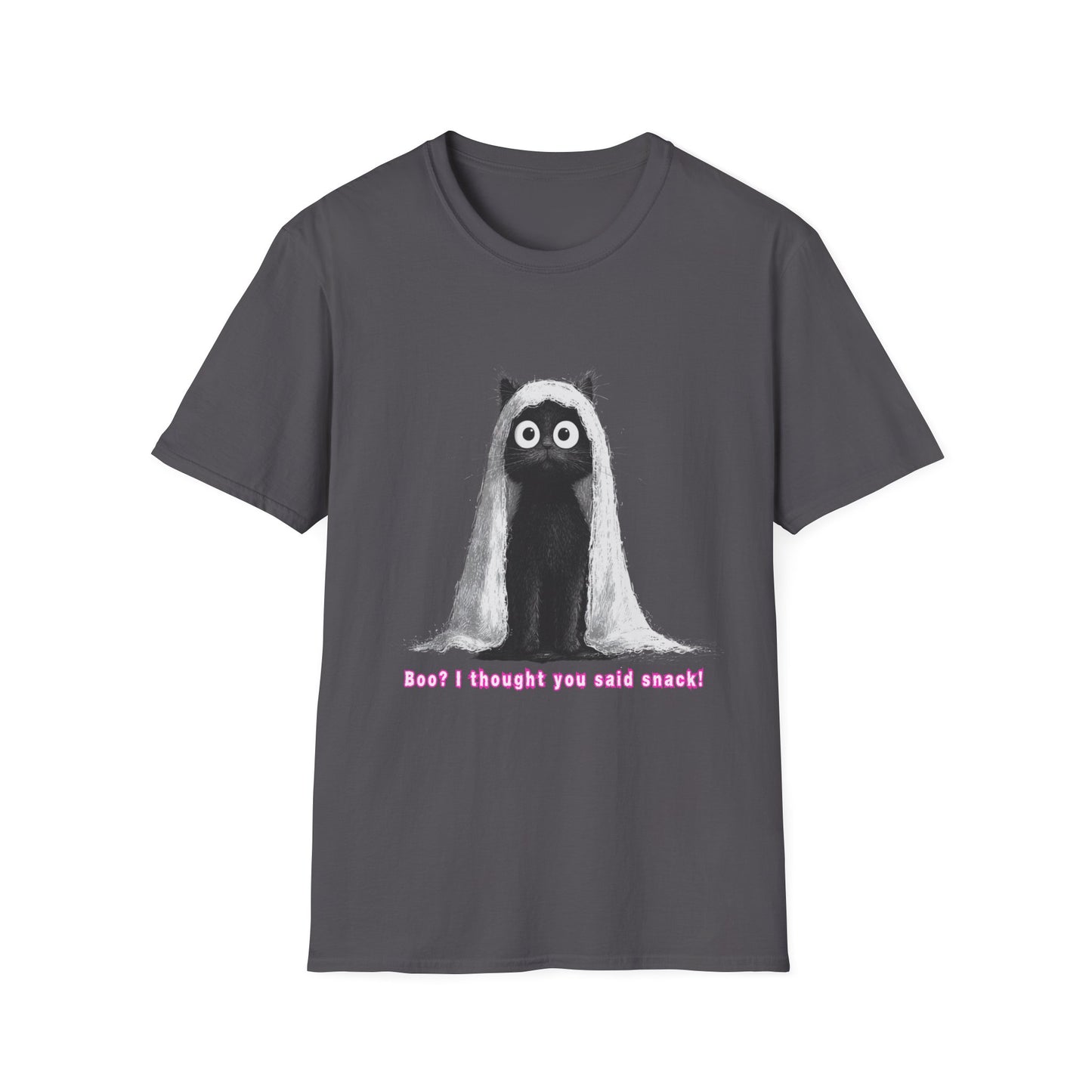 "Boo I Thought You Said Snack" Funny Black Cat Ghost T-Shirt - Unisex