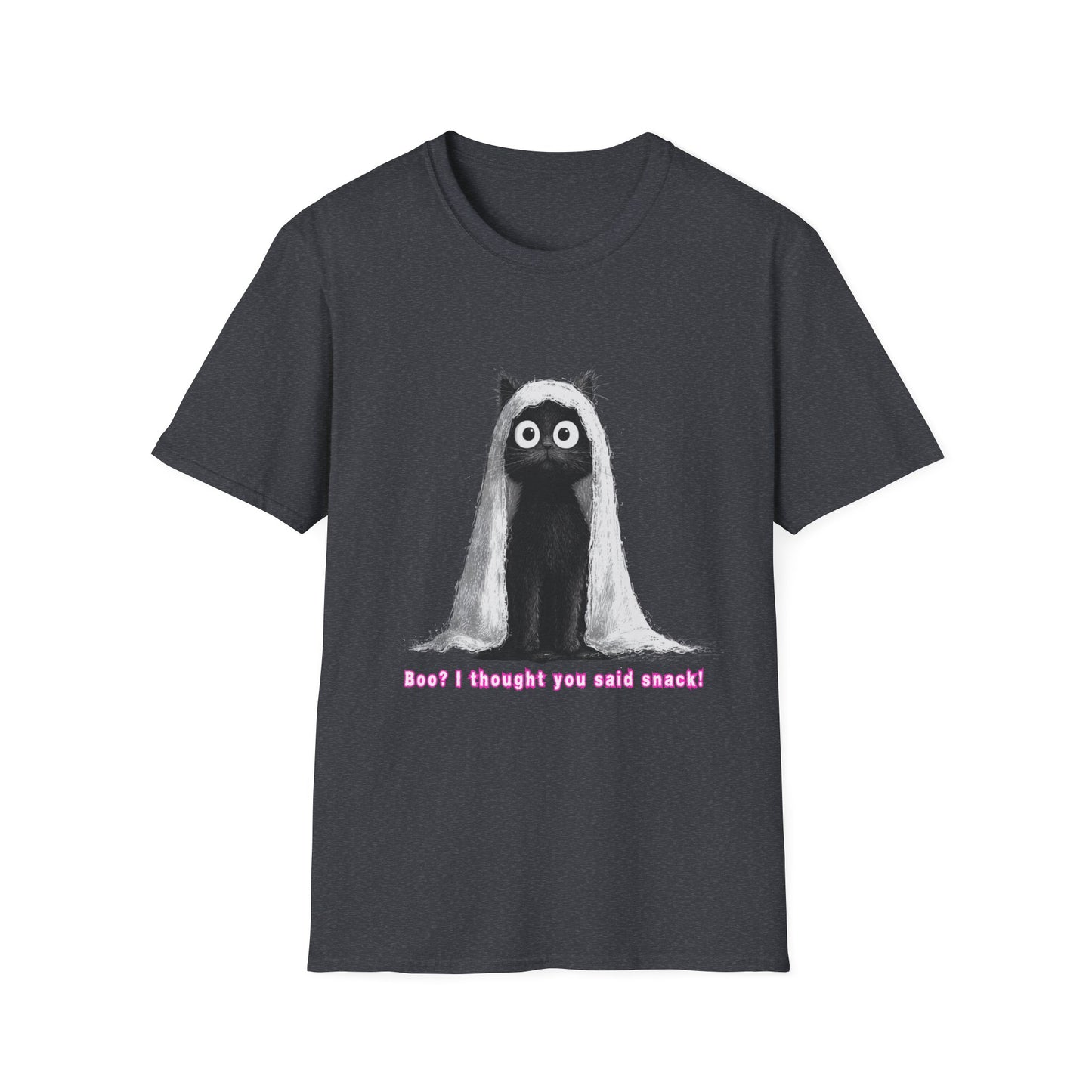 "Boo I Thought You Said Snack" Funny Black Cat Ghost T-Shirt - Unisex
