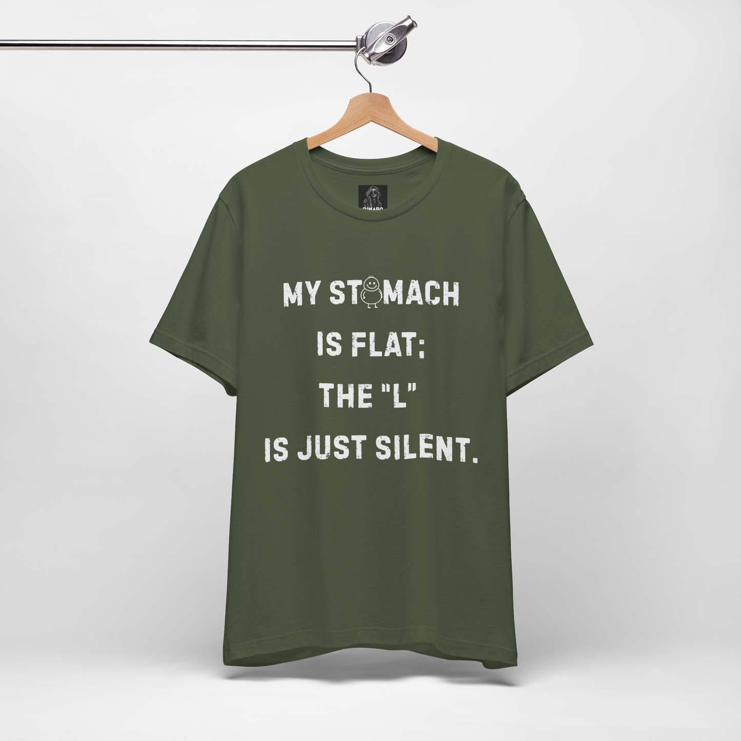 Personalizable Fun Shirt "My Stomach is flat; The L is just silent" Unisex Female or Male Version
