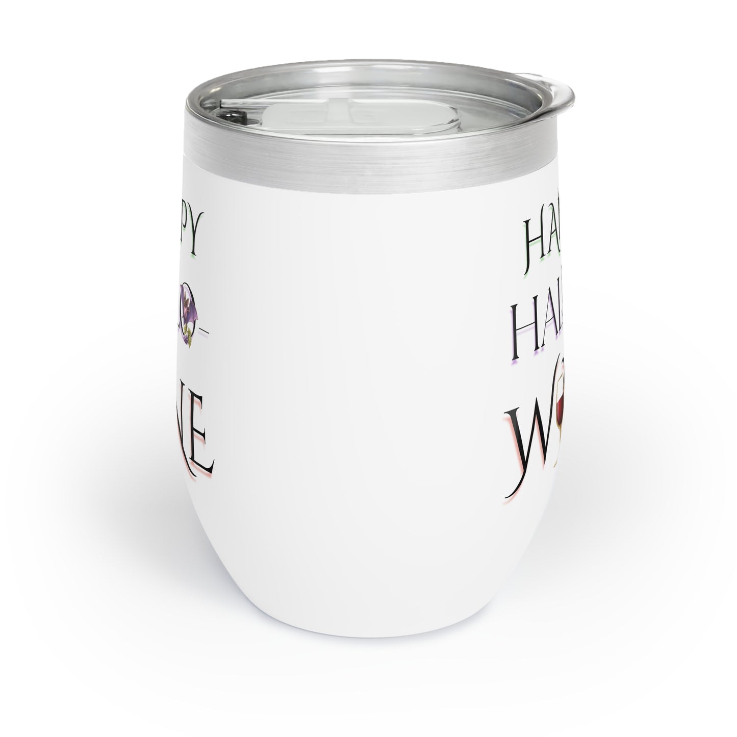 Happy Hallo-Wine Tumbler – Halloween Wine Cup with Lid, Funny Spooky Gift for Wine Lovers, Fall Party Drinkware