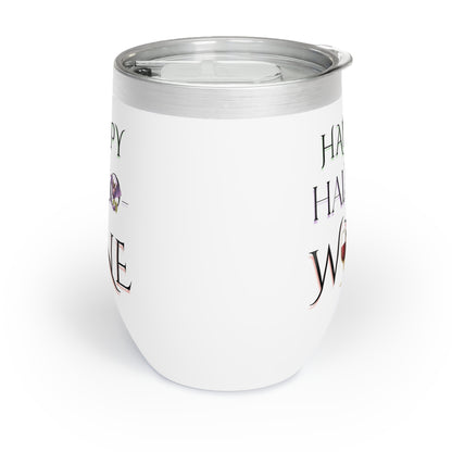 Happy Hallo-Wine Tumbler – Halloween Wine Cup with Lid, Funny Spooky Gift for Wine Lovers, Fall Party Drinkware