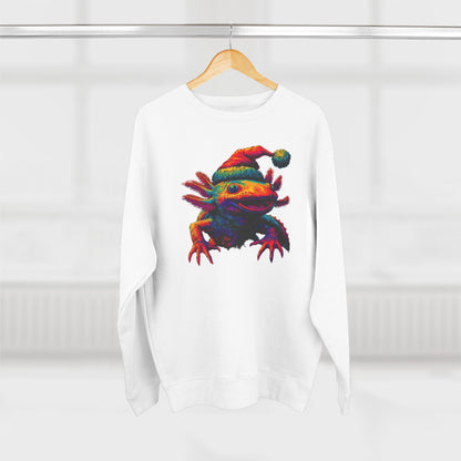 Festive Axolotl Christmas Unisex Crewneck Sweatshirt - Funny Holiday Amphibian Sweatshirt