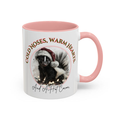 Cold Noses, Warm Hearts, hot cocoa Mug - Cute Skunk Winter & Christmas Mug - 11 oz