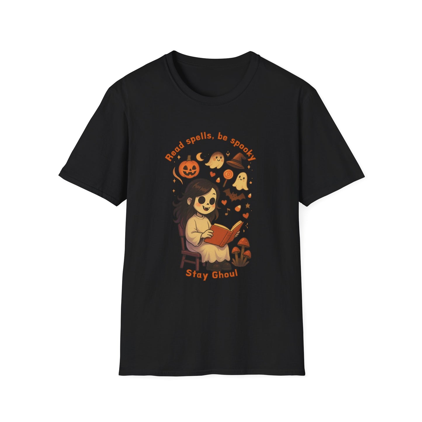 Read Spells, Be Spooky, Stay Ghoul-Spooky Cute Unisex Softstyle T-Shirt Halloween Collection