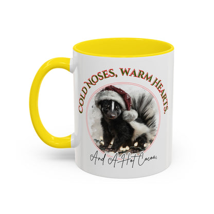 Cold Noses, Warm Hearts, hot cocoa Mug - Cute Skunk Winter & Christmas Mug - 11 oz
