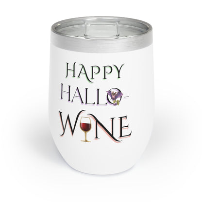 Happy Hallo-Wine Tumbler – Halloween Wine Cup with Lid, Funny Spooky Gift for Wine Lovers, Fall Party Drinkware