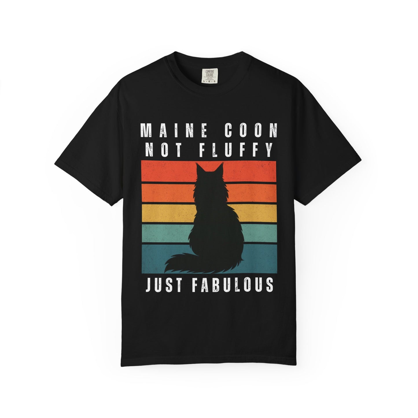Funny Maine Coon Cat "Maine Coon Not Fluffy Just Fabulous" Retro Sunset Shirt, Comfort Colors,Unisex