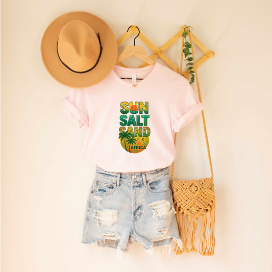 Tropical Graphic Tee "Sun Salt Sand Africa" Unisex