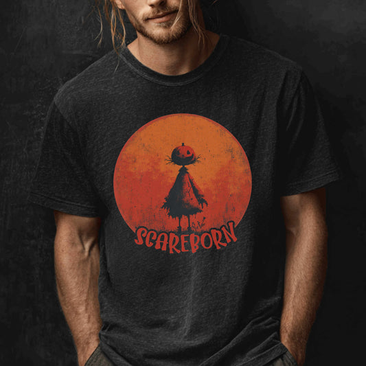 Scareborn, The Pumpkin Scarecrow Halloween T-Shirt That Haunts Back,Graphic Tee, Male Collection