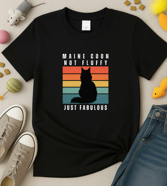 Funny Maine Coon Cat "Maine Coon Not Fluffy Just Fabulous" Retro Sunset Shirt, Comfort Colors,Unisex