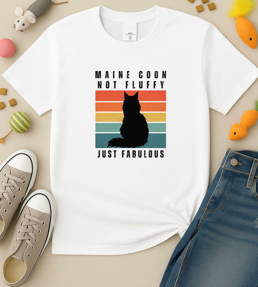 Funny Maine Coon Cat "Maine Coon Not Fluffy Just Fabulous" Retro Sunset Shirt, Comfort Colors,Unisex