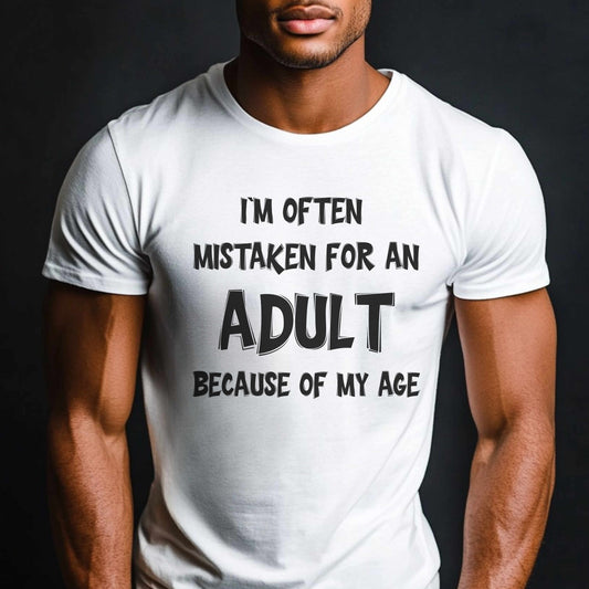 Funny Adulting T Shirt | Sarcastic Graphic Tee | Humor Quote Shirt | Gift for Men Women | Mistaken for Adult Shirt