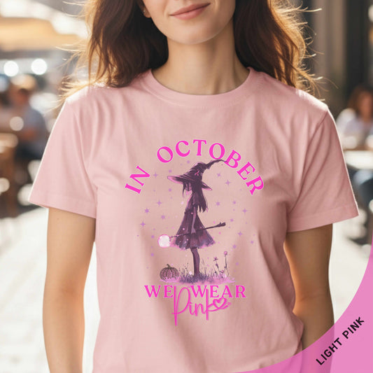 In October We Wear Pink Shirt – Halloween Witch | Breast Cancer Awareness