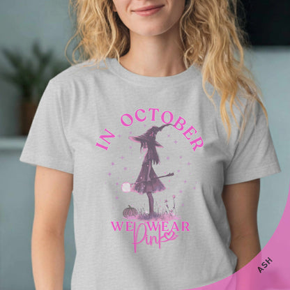 In October We Wear Pink Shirt – Halloween Witch | Breast Cancer Awareness
