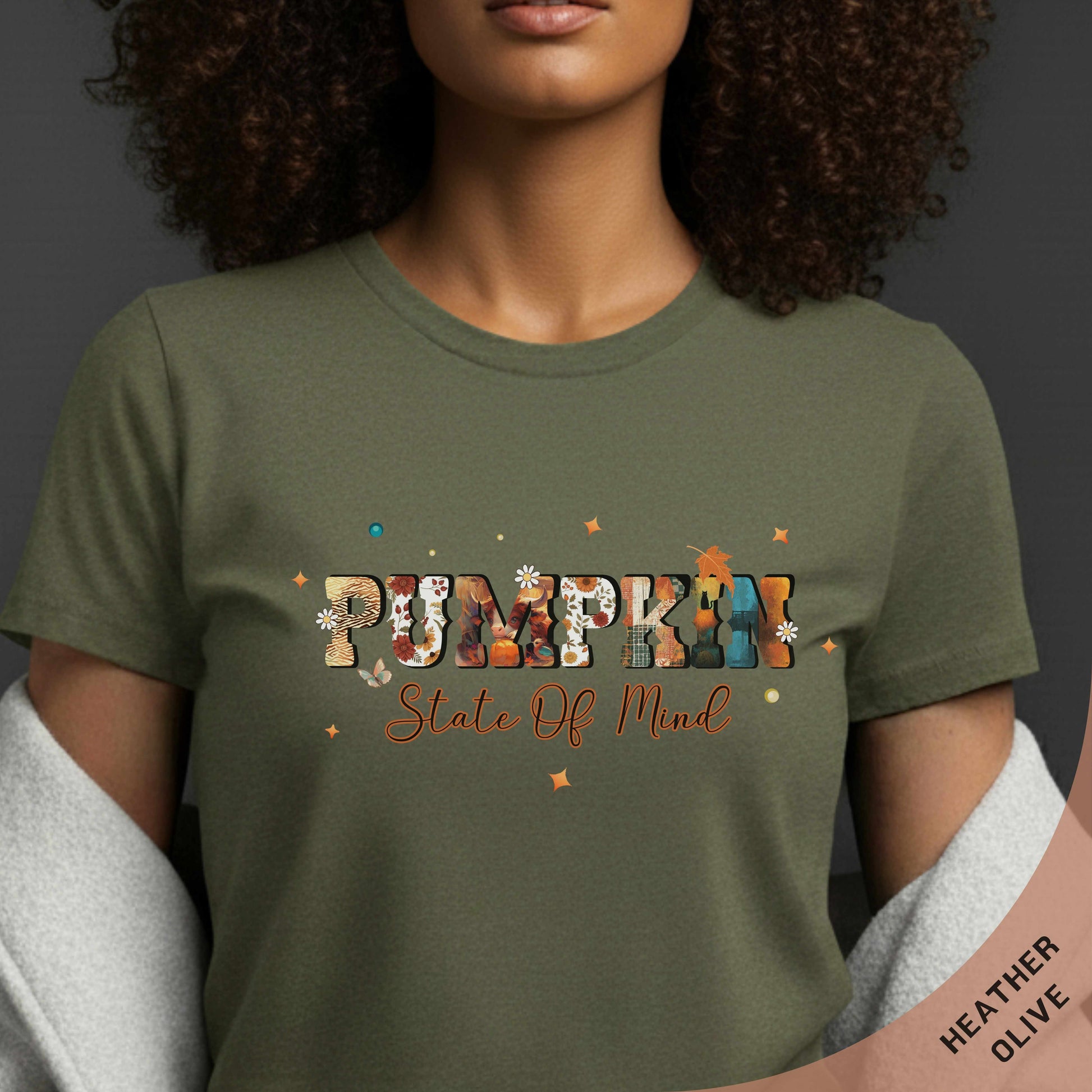 Pumpkin Season T-Shirt, Autumn Fall Shirt, Thanksgiving Shirt, Fall Pumpkin Shirt, Pumpkin State of Mind Heather Olive