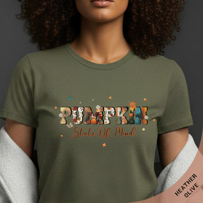 Pumpkin Season T-Shirt, Autumn Fall Shirt, Thanksgiving Shirt, Fall Pumpkin Shirt, Pumpkin State of Mind Heather Olive