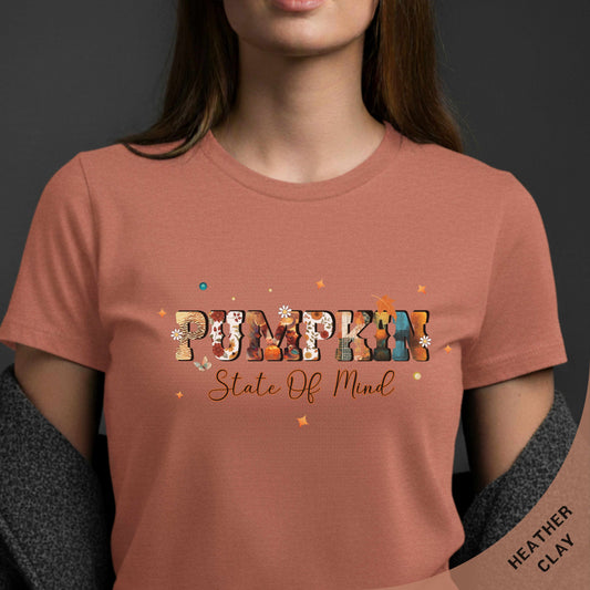 Pumpkin Season T-Shirt, Autumn Fall Shirt, Thanksgiving Shirt, Fall Pumpkin Shirt, Pumpkin State of Mind Heather Clay
