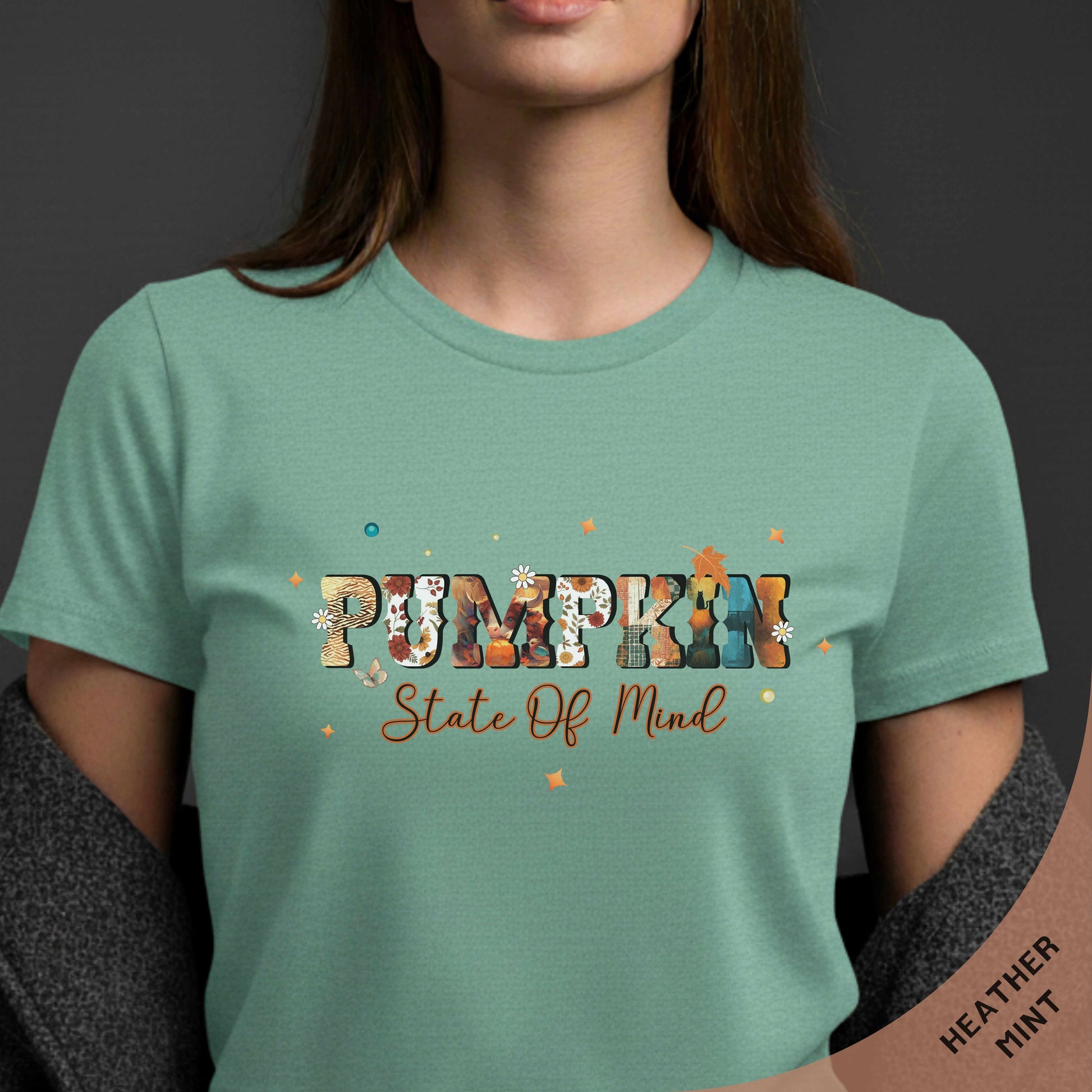Pumpkin Season T-Shirt, Autumn Fall Shirt, Thanksgiving Shirt, Fall Pumpkin Shirt, Pumpkin State of Mind Heather Mint
