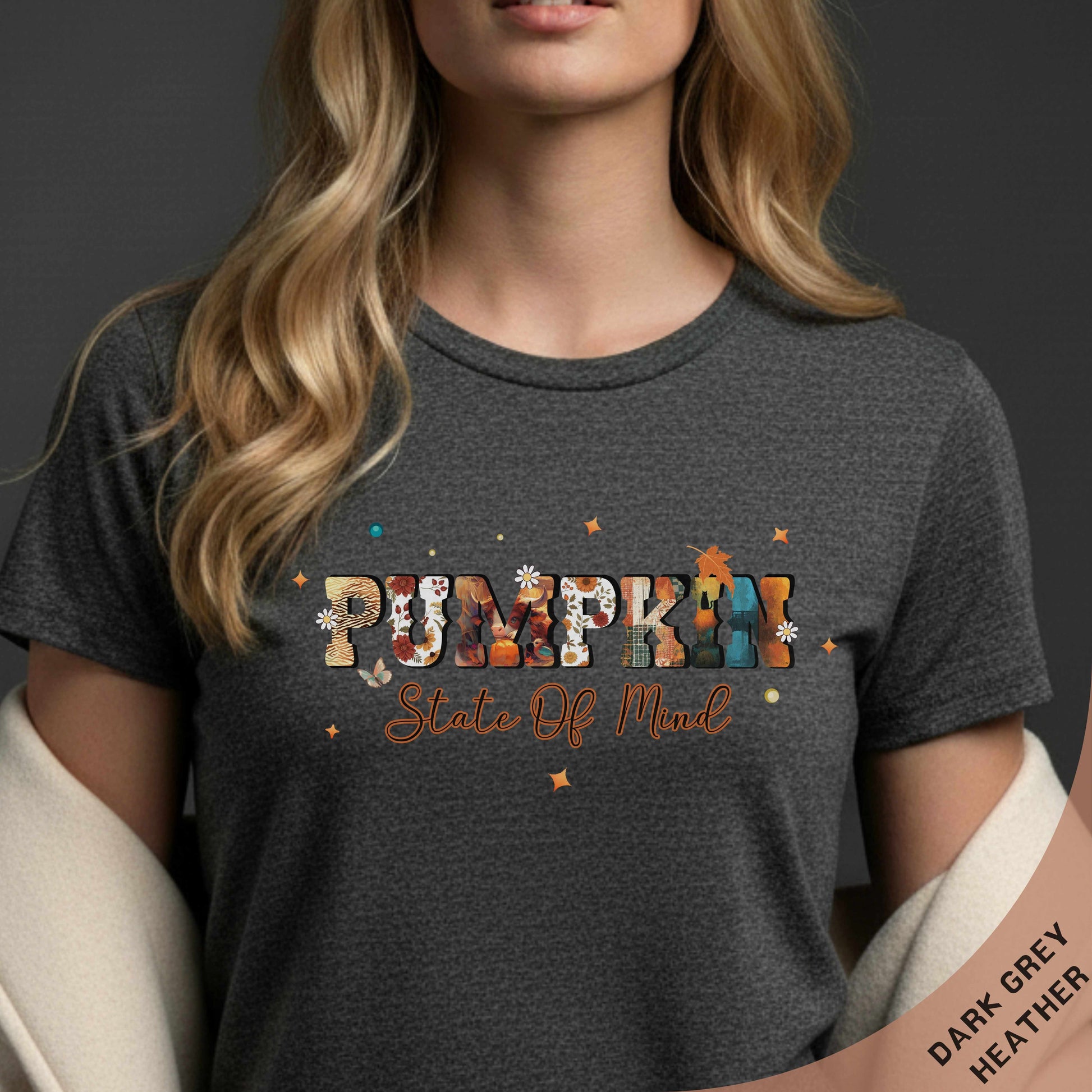 Pumpkin Season T-Shirt, Autumn Fall Shirt, Thanksgiving Shirt, Fall Pumpkin Shirt, Pumpkin State of Mind Heather Grey