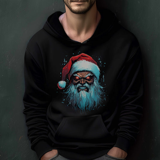 Evil Santa Hoodie - Black - Creepy Christmas Sweatshirt - Metal Holiday Graphic Pullover