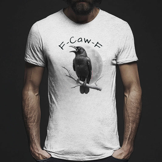 Funny Crow T-Shirt – “F-Caw-F” Sarcastic Raven Shirt, Dark Humor Gothic Tee, Edgy Gamer Clothing for Dark Souls Fans