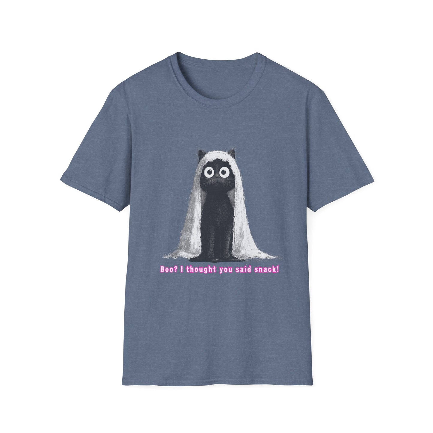 "Boo I Thought You Said Snack" Funny Black Cat Ghost T-Shirt - Unisex