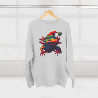 Festive Axolotl Christmas Unisex Crewneck Sweatshirt - Funny Holiday Amphibian Sweatshirt