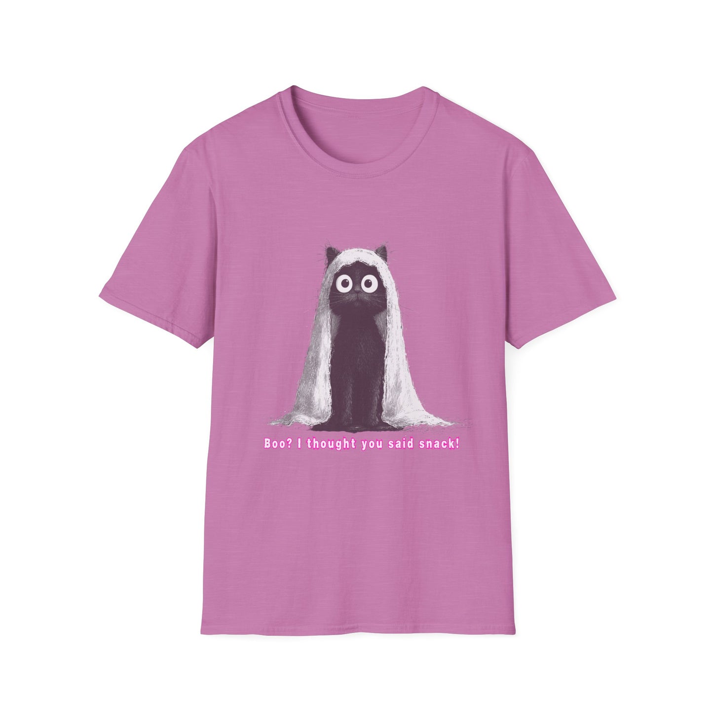"Boo I Thought You Said Snack" Funny Black Cat Ghost T-Shirt - Unisex