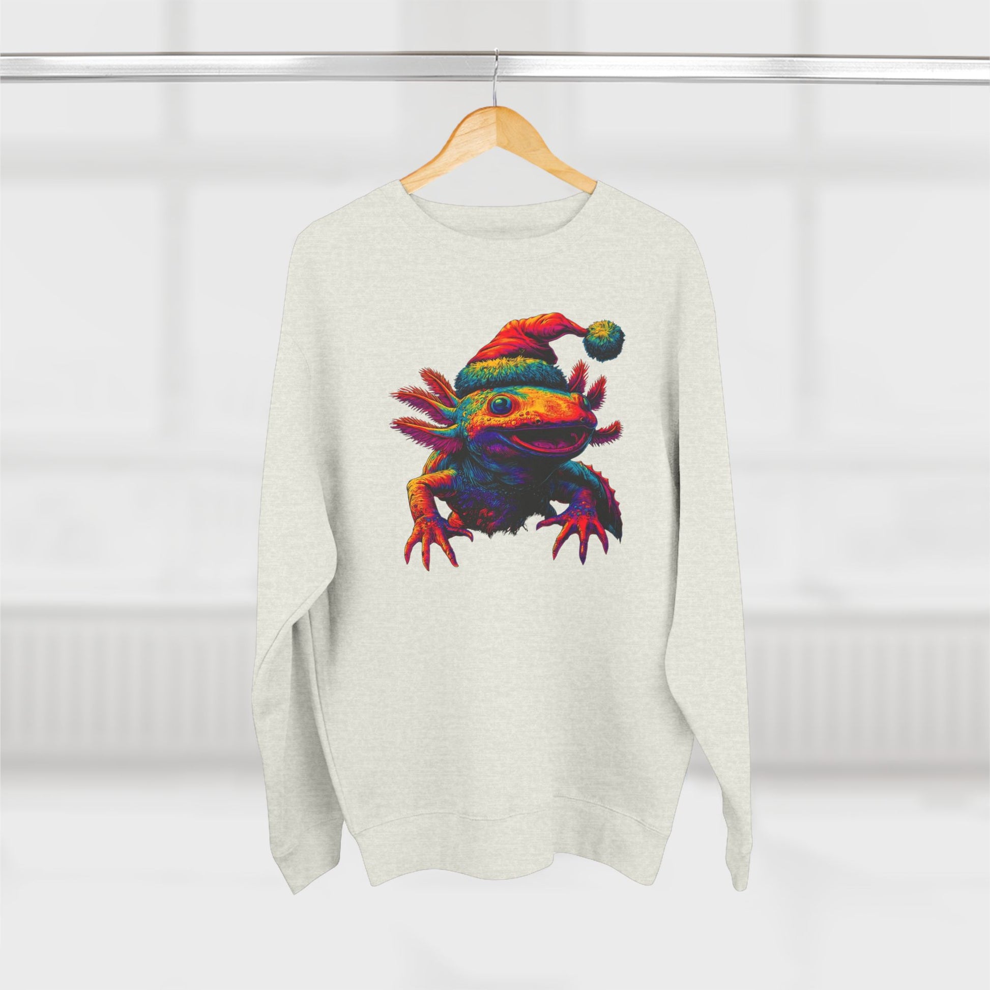 Festive Axolotl Christmas Unisex Crewneck Sweatshirt - Funny Holiday Amphibian Sweatshirt