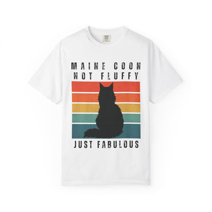 Funny Maine Coon Cat "Maine Coon Not Fluffy Just Fabulous" Retro Sunset Shirt, Comfort Colors,Unisex
