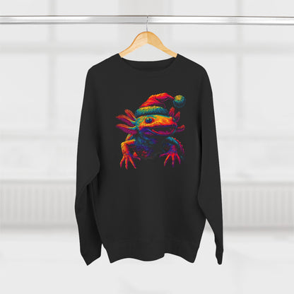 Festive Axolotl Christmas Unisex Crewneck Sweatshirt - Funny Holiday Amphibian Sweatshirt
