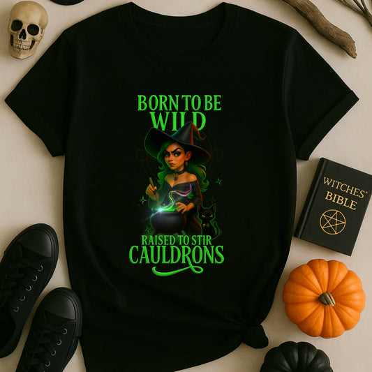 Softstyle T-Shirt "Born to be wild - Raised to stir Cauldrons" Witch Collection Softstyle T-Shirt,Halloween