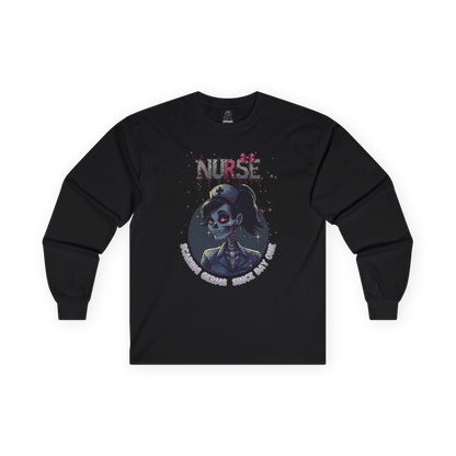 Spooky Nurse Skeleton Halloween T Shirt "Scaring Germs Since Day One"