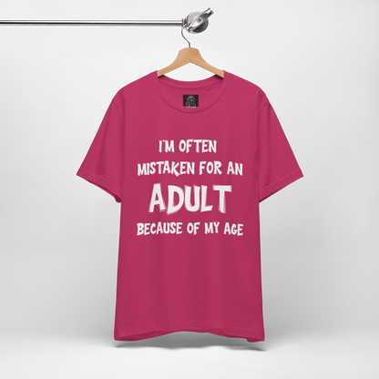 Funny Adulting T Shirt | Sarcastic Graphic Tee | Humor Quote Shirt | Gift for Men Women | Mistaken for Adult Shirt