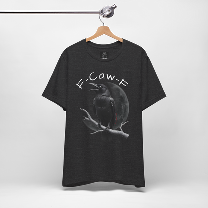 Funny Crow T-Shirt – “F-Caw-F” Sarcastic Raven Shirt, Dark Humor Gothic Tee, Edgy Gamer Clothing for Dark Souls Fans
