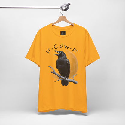 Funny Crow T-Shirt – “F-Caw-F” Sarcastic Raven Shirt, Dark Humor Gothic Tee, Edgy Gamer Clothing for Dark Souls Fans