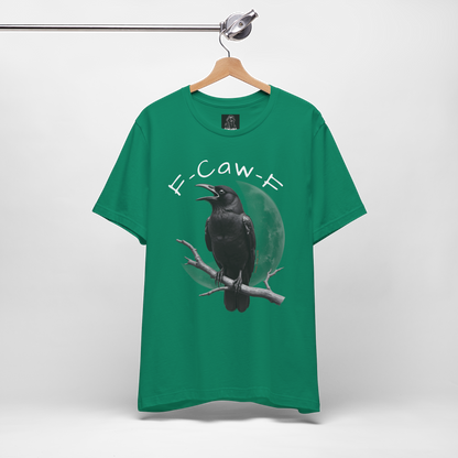 Funny Crow T-Shirt – “F-Caw-F” Sarcastic Raven Shirt, Dark Humor Gothic Tee, Edgy Gamer Clothing for Dark Souls Fans
