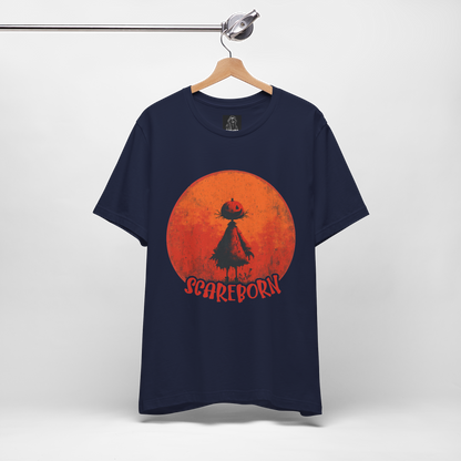 Scareborn, The Pumpkin Scarecrow Halloween T-Shirt That Haunts Back,Graphic Tee, Male Collection