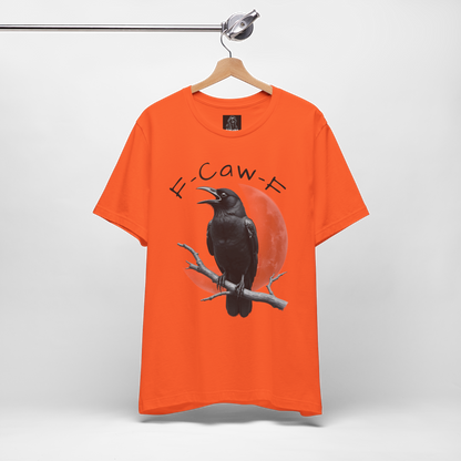 Funny Crow T-Shirt – “F-Caw-F” Sarcastic Raven Shirt, Dark Humor Gothic Tee, Edgy Gamer Clothing for Dark Souls Fans