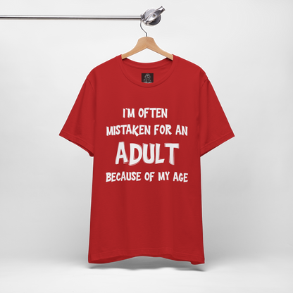 Funny Adulting T Shirt | Sarcastic Graphic Tee | Humor Quote Shirt | Gift for Men Women | Mistaken for Adult Shirt