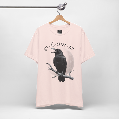 Funny Crow T-Shirt – “F-Caw-F” Sarcastic Raven Shirt, Dark Humor Gothic Tee, Edgy Gamer Clothing for Dark Souls Fans