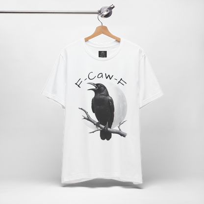 Funny Crow T-Shirt – “F-Caw-F” Sarcastic Raven Shirt, Dark Humor Gothic Tee, Edgy Gamer Clothing for Dark Souls Fans